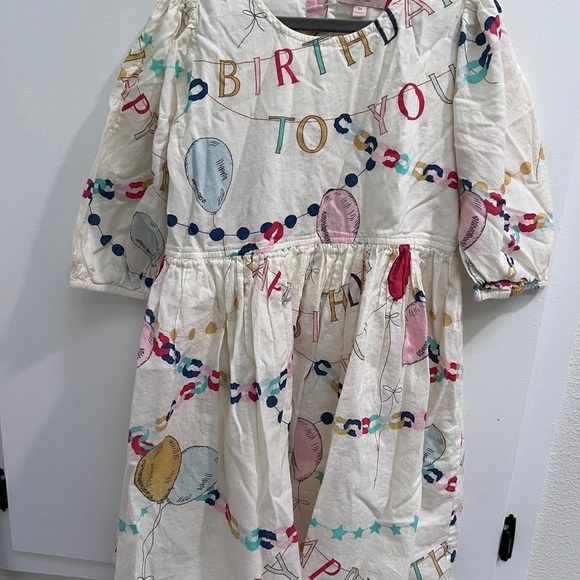 Pink Chicken Colorful Happy Birthday Print Dress Girls Size 8 - Picture 3 of 6